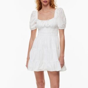 Aritzia Martine Shortsleeve Mini Poplin Milkmaid Dress